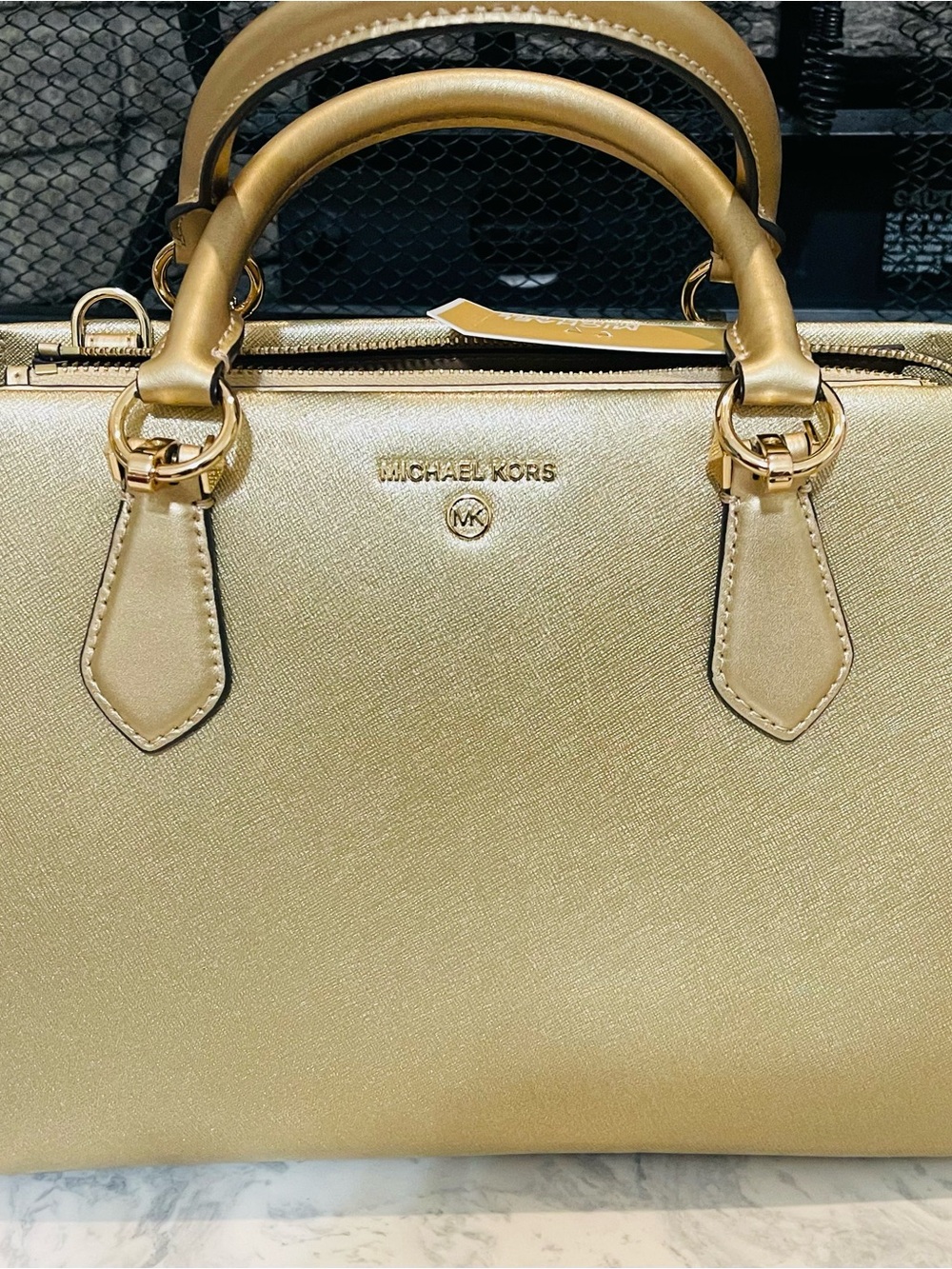 Michael Kors Metallic Gold Saffiano Satchel